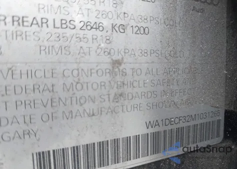 2021 Audi Q3 Premium 45 Tfsi S Line Quattro Tiptronic from USA, damaged, VIN WA1DECF32M1031265